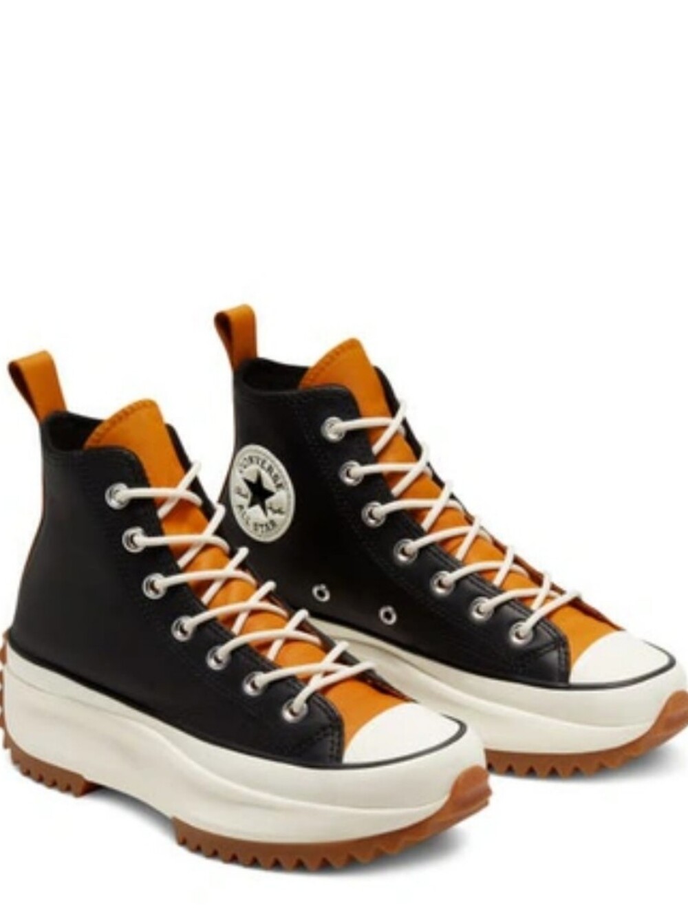 Converse Run Star Leather Platform Hiking Sport Sneakers Black Combo Womens 7